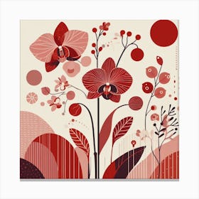 Scandinavian style, Red orchid sprig 1 Canvas Print