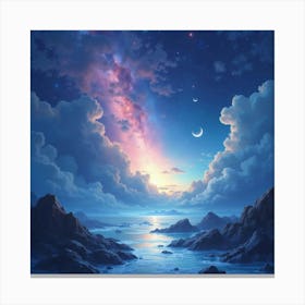 Dreamy Watercolor Space With Luminous Celestial Light 1 Canvas Print