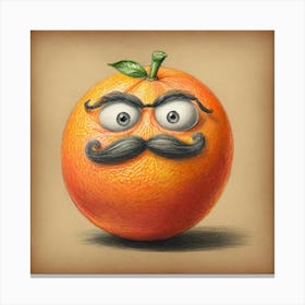 Orange With Mustache 17 Canvas Print