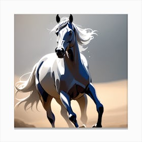 Horse Running In The Desert Canvas Print