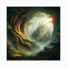 Fantasy City In The Forest Canvas Print