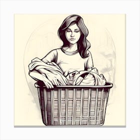 Woman In A Laundry Basket Canvas Print