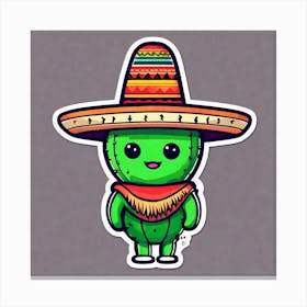 Cactus With Sombrero 1 Canvas Print