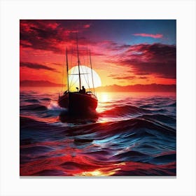 Sailboat At Sunset 6 Canvas Print