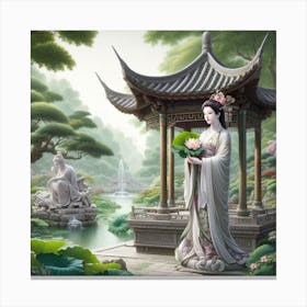 A statue of liyi princess and her garden Canvas Print