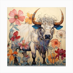 Bull In The Meadow Canvas Print