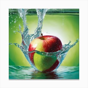 Apple Splashing Water 1 Canvas Print