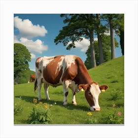 Cow Grazing In A Field Canvas Print