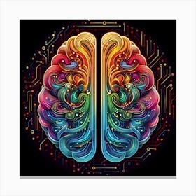 Brain On A Circuit Board Canvas Print