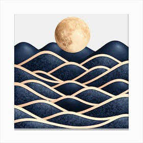 Moon And Waves 28 Canvas Print