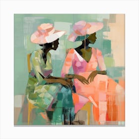 Two Women In Hats Canvas Print