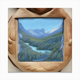 Design Mountain Art With Trees And Water 1 Canvas Print