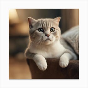 A Cute Scottish Fold Kitty, Pixar Style, Watercolor Illustration Style 8k, Png (5) Canvas Print