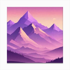 Misty mountains background in purple tone 24 Canvas Print