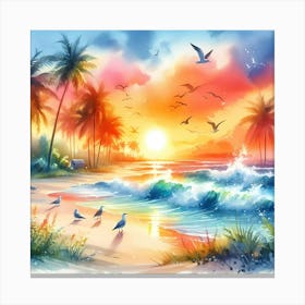 Sunset At The Beach 8 Canvas Print