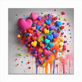 Colorful Hearts Canvas Print