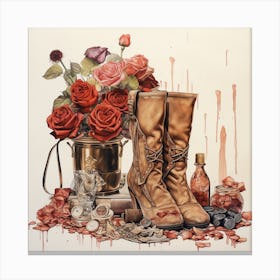 Boots And Roses 5 Canvas Print