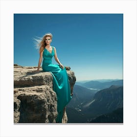 Beautiful Woman On A Cliff Canvas Print