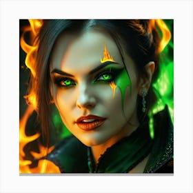 Witch In Flames Canvas Print