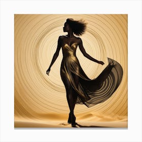 Golden Woman In Gold Dress Canvas Print