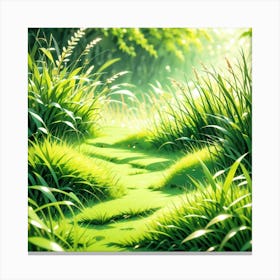 Grass Path In The Forest Canvas Print