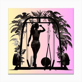 Silhouette Of A Woman In A Gym 2 Canvas Print