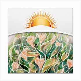 Sun And Flowers Duvet Cover Canvas Print