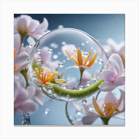 Water Bubble With Flowers Canvas Print