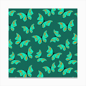 Butterflies Mint On Green Canvas Print