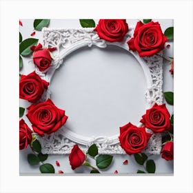 Frame With Red Roses 2 Canvas Print