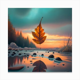 Autumn Leaves In The Water Canvas Print