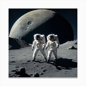 Astronauts On The Moon Canvas Print