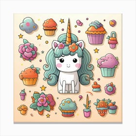 Unicorns And Cupcakes 1 Canvas Print