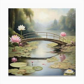 Water Lily Bridge 1 Art Print 2 (1) Canvas Print