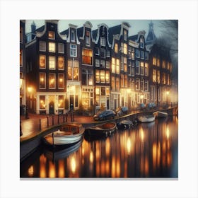 Amsterdam Canals At Night Canvas Print