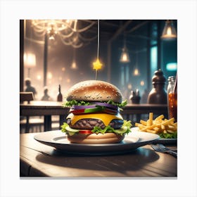 Hamburger In A Restaurant 8 Canvas Print