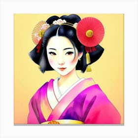 Japan Beautiful Geisha Girl Canvas Print