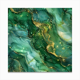 Abstract Emerald Green And Gold Canvas Print