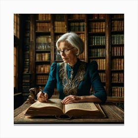 The Elderly Lady Librarian 000 Canvas Print