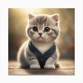 A Cute Scottish Fold Kitty, Pixar Style, Watercolor Illustration Style 8k, Png (15) Canvas Print
