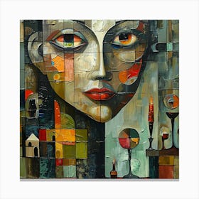 Hidden smile - colorful cubism, cubism, cubist art,    abstract art, abstract painting  city wall art, colorful wall art, home decor, minimal art, modern wall art, wall art, wall decoration, wall print colourful wall art, decor wall art, digital art, digital art download, interior wall art, downloadable art, eclectic wall, fantasy wall art, home decoration, home decor wall, printable art, printable wall art, wall art prints, artistic expression, contemporary, modern art print, Canvas Print
