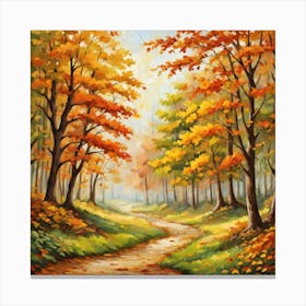 Forest In Autumn In Minimalist Style Square Composition 301 Canvas Print