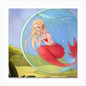 Mermaid In A Bubble Canvas Print