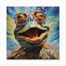 Turtle With Glasses Canvas Print