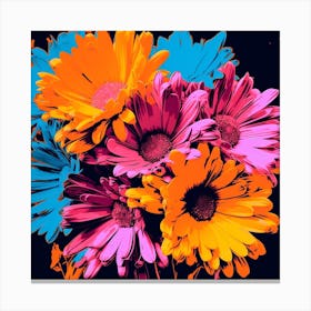 Andy Warhol Style Pop Art Flowers Asters 4 Square Canvas Print