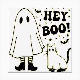 Hey Boo! Boo And Cat Ghost Funny Halloween Hippie Costume Canvas Print