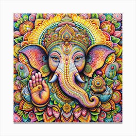 Colorful Dot Painting Of Lord Ganesh Canvas Print