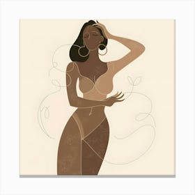 Illustration Of A Woman In Lingerie Canvas Print