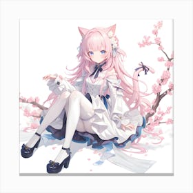 Anime Girl With Pink Hair Canvas Print