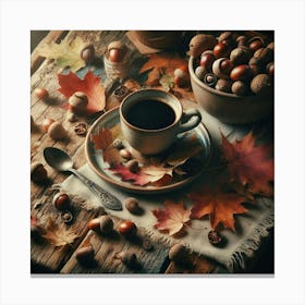 Autumn Leaves And Coffee 19 Canvas Print